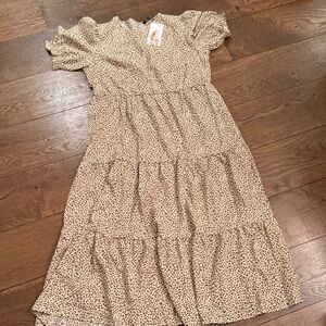 SHEIN Beige Leopard Print Casual Dress